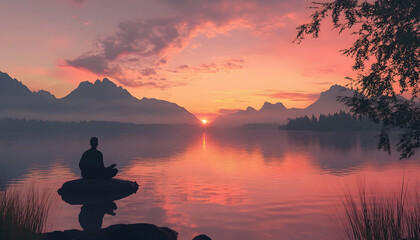 Meditative Calm by a Pristine Lake