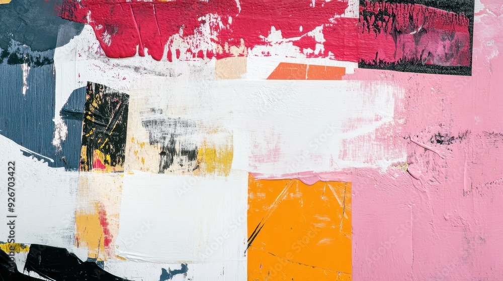 Aufkleber abstract modern art with bold, colorful brushstrokes and geometric patterns, creating a vibrant and 