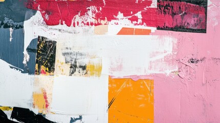 Fototapeta premium Abstract modern art with bold, colorful brushstrokes and geometric patterns, creating a vibrant and dynamic aesthetic on canvas.