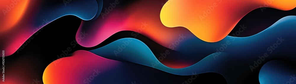 Aufkleber abstract wavy colorful background with vibrant orange, red, and blue gradients creating a dynamic an