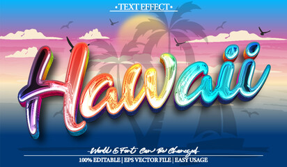Hawaii Vector Text Effect Editable Alphabet Summer Beach Paradise Tropic © Zeta