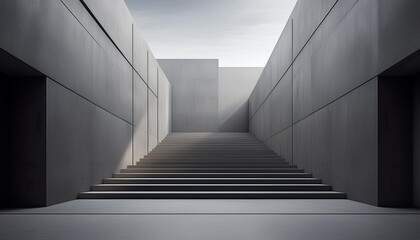 Fototapeta premium Minimalist Concrete Hallway With Steps