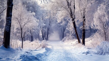 Naklejka premium Snowy forest scene