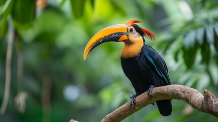 Obraz premium AI generator image of Hornbill,Oriental Pied Hornbill Black body, white lower chest and belly.