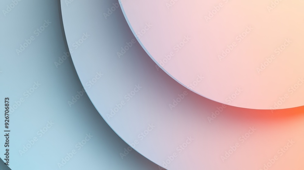 Aufkleber minimalist abstract background with overlapping curved shapes in soft blue and pink hues, perfect fo
