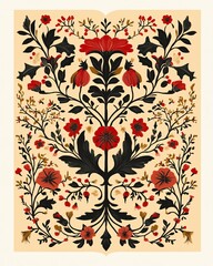 Vintage Christmas Illustrations with Poinsettias, Ornaments, and Festive Floral Designs Card background. AI generated image