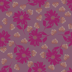 Watercolor seamless pattern with garden flowers. Vintage spring or summer floral pattern. Flower seamless pattern. Botanical art. Wedding floral