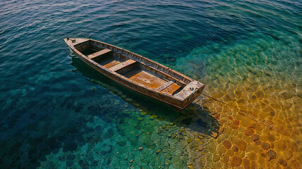 Solitary Boat on a Prism of Tranquil Waters