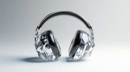 A central crystal headphone speaker with a reflective surface, on a white background.
