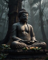 Obraz premium buddha statue in temple
