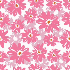 Watercolor seamless pattern with garden flowers. Vintage spring or summer floral pattern. Flower seamless pattern. Botanical art. Wedding floral