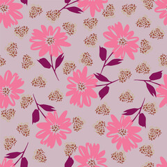 Watercolor seamless pattern with garden flowers. Vintage spring or summer floral pattern. Flower seamless pattern. Botanical art. Wedding floral