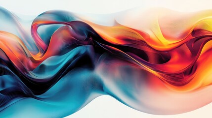 A fluid and colorful abstract design with intersecting, smooth lines creating a dynamic pattern.