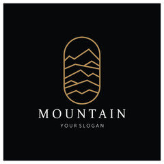 Minimalist mountain and sun logo design in flat colors packed with modern concepts vector illustration