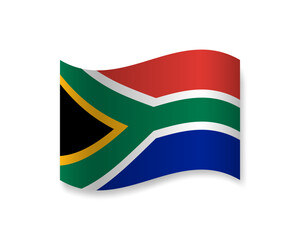 South Africa flag wave icon. Wavy vector element with shado. Best for mobile apps, UI and web design.