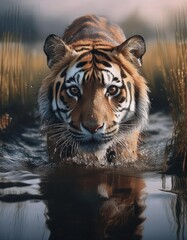 Fototapeta premium tiger in the pond