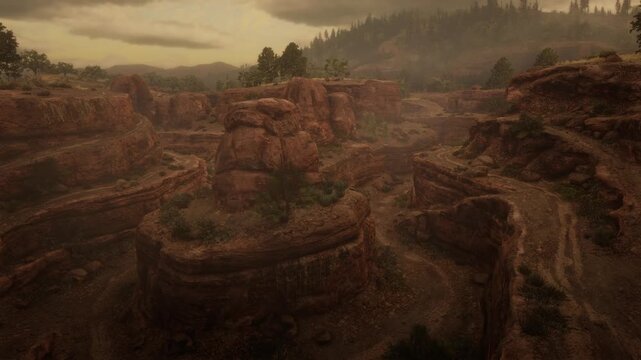 3D. USA. Arizona. Dry Horseshoe Bend. Dusty