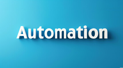 Blue background with white automation word symbolizes business process optimization