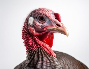 On a white BackgroundA close-up of a turkey