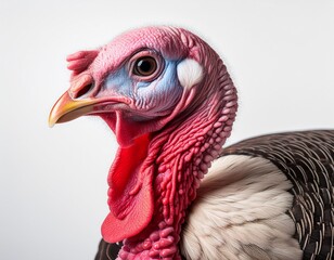 On a white BackgroundA close-up of a turkey