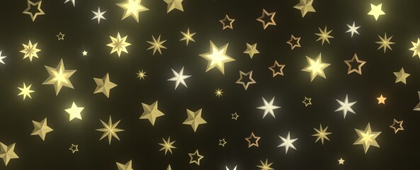 XMAS Stars - Holiday golden decoration, glitter frame isolated -