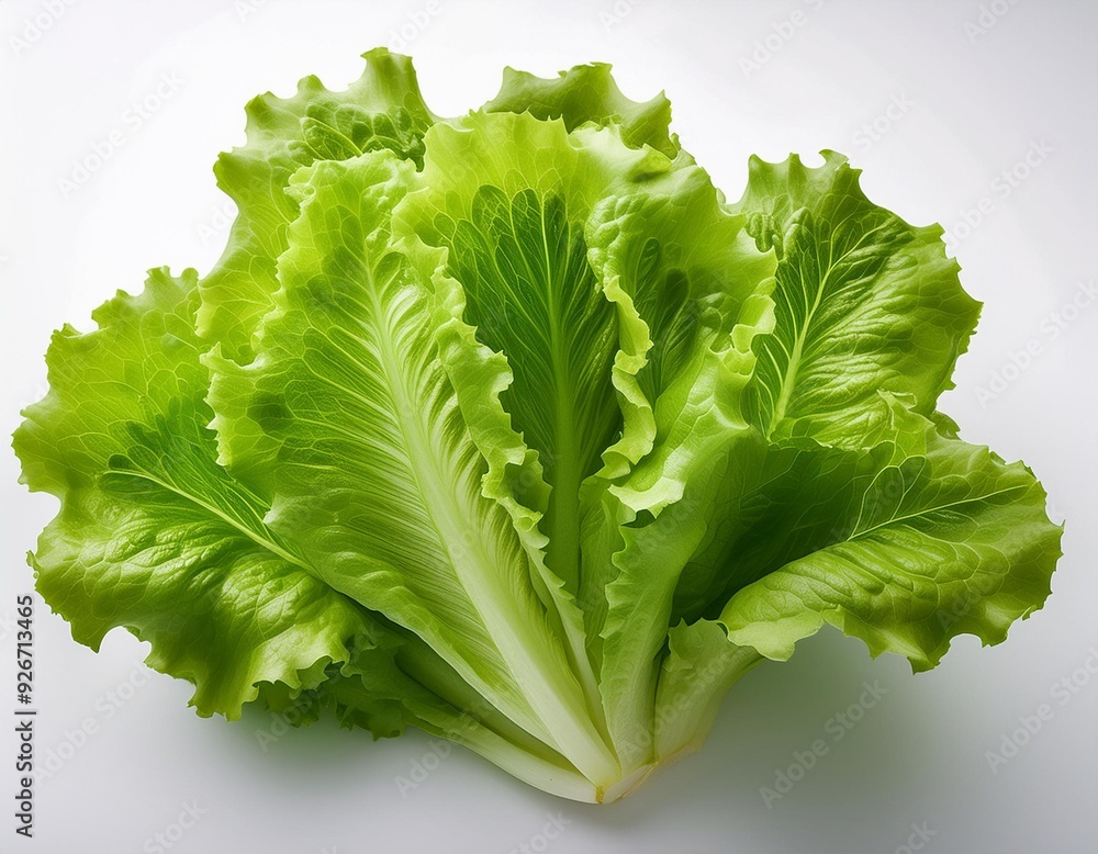 Wall mural on a white backgroundfresh green lettuce leaves on white background