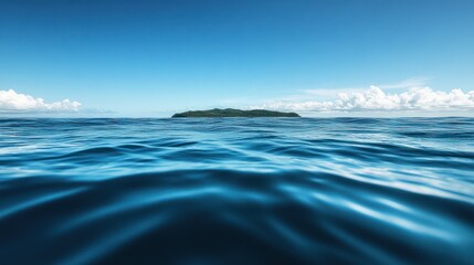 Fototapeta premium Tranquil Ocean View with a Distant Island