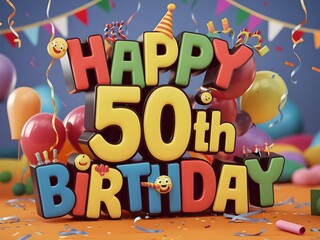 Happy 50th birthday with bold colors