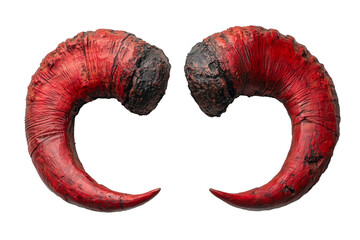Halloween red devil horns. Cutout satan character horns design element