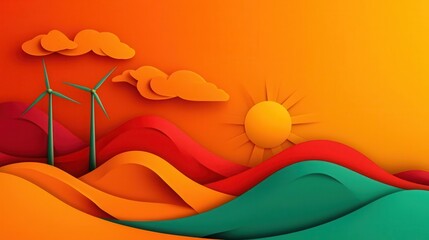 Sweeping view of energy landscapes featuring wind turbines turning gracefully