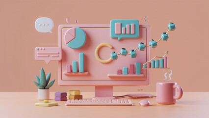 illustration of a set of cosmetics, 3d