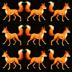 Obraz premium Kitsune silhouette limping sprite sheet