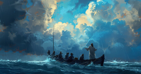 Jesus calming the storm on the sea