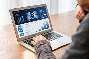 Business data dashboard provide business intelligence analytic for marketing strategy planning snugly with big data set to analyze customer demands and foreseeing business future