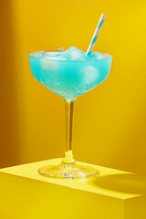glass of blue cocktail