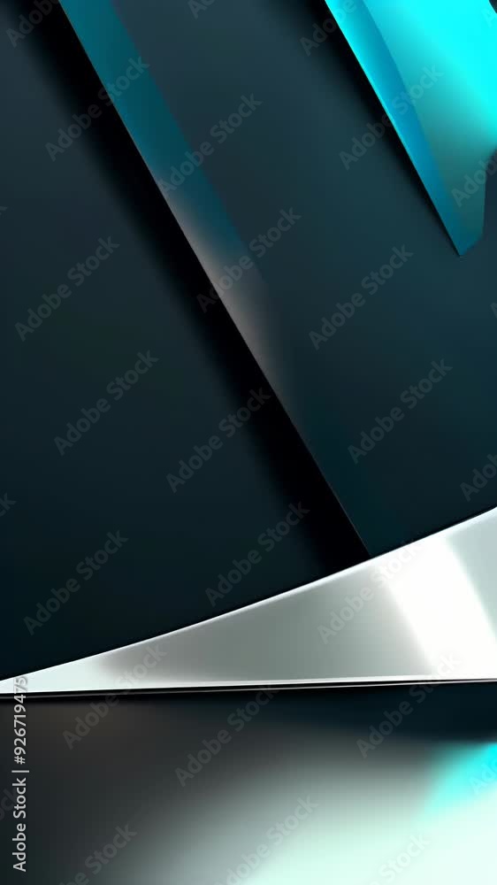 Poster video of minimalist abstract design with intersecting planes in blue and metallic tones. clean lines