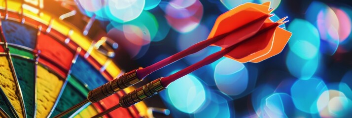 A business concept depicted with a dartboard target and arrows, symbolizing precision and goal