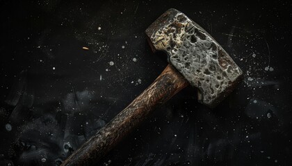 Black background featuring a striking hammer, emphasizing its robust design details