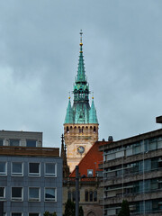 Brunswick Town Hall Tower shining and bright in an urban environment