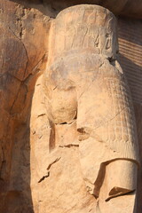Famous Colossi of Memnon. Massive ruined statues colossi of the Pharaoh Amenhotep III. Travel and tourist landmarks nearby Luxor Egypt West Bank, Thebes, Luxor