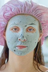 Girl in Face treatment with beauty mask. Brasilia, Brazil, 2020