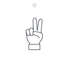 Peace Sign Hand Gesture icon symbol vector illustration isolated on white background