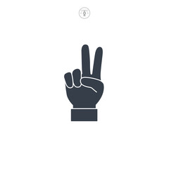 Peace Sign Hand Gesture icon symbol vector illustration isolated on white background