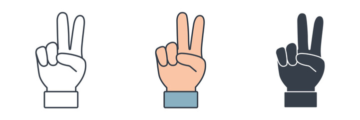 Peace Sign Hand Gesture icon symbol vector illustration isolated on white background