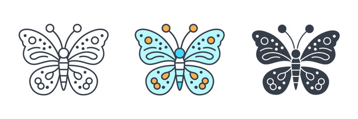 Butterfly icon symbol vector illustration isolated on white background