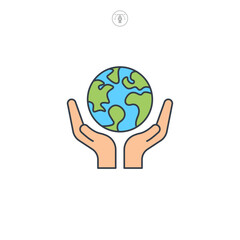 Earth in Hand icon symbol vector illustration isolated on white background