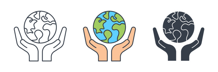 Earth in Hand icon symbol vector illustration isolated on white background