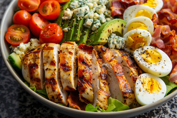 Cobb salad with chicken, avocado, and bacon