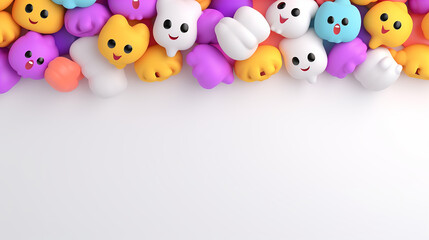 Fototapeta premium Cute and Spooky 3D Halloween Background with Copy Space - Generative AI