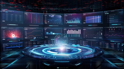 Obraz premium Futuristic Technology Interface with Data and Analytics